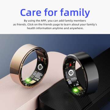 LICNPHLL Smart Ring for Men & Women, Smart Ring Health Tracker, Blood Oxygen & Heart Rate Monitor Sleep Ring, Wearable IP68 Waterproof Fitness Monitor, Long Lasting Battery Smart Ring (Gold, 7)