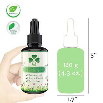 UV Resin - Crystal Clear Hard Type Glue Ultraviolet Curing Resin for DIY Jewelry Making Craft Decoration - Transparent Solar Cure Sunlight Activated Resin for Resin Mold, Casting and Coating - 120g