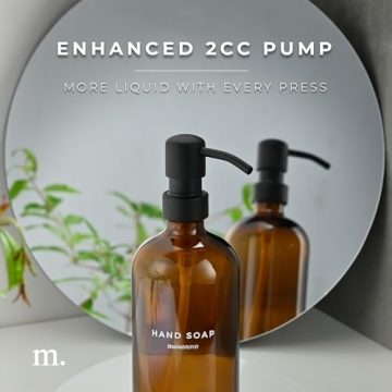 MaisoNovo Amber Glass Soap Dispenser Set with Black Pumps