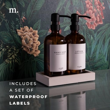 MaisoNovo Amber Glass Soap Dispenser Set with Black Pumps
