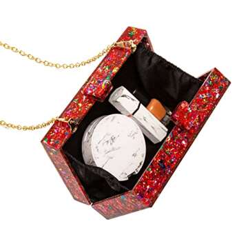 Acrylic Clutch Purses for women Perspex Bag Box Clutch Evening Crossbody Handbags (Red) Small
