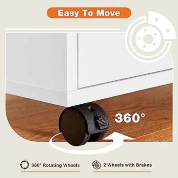 Sweetcrispy 5 Drawer Chest- Dressers Storage Cabinets Wooden Dresser White Mobile Cabinet with Wheels Room Organizer Rolling Small Drawers Wood Organization Furniture for Office, Home