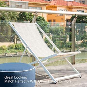 QILLOWAY Outdoor Patio Folding Sling Chair - Portable Beach Seating Solution