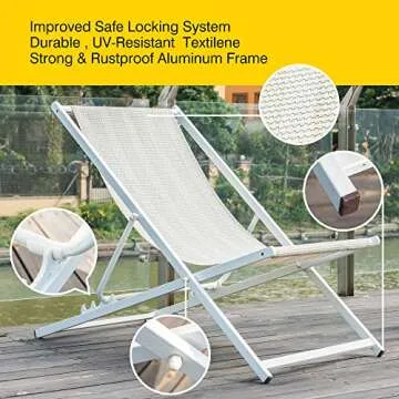QILLOWAY Outdoor Folding Sling Chair for Beach & Patio
