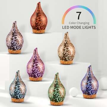 Porseme Essential Oil Diffuser Glass Aromatherapy Ultrasonic Humidifier, Air Refresh Auto Shut-Off, ...