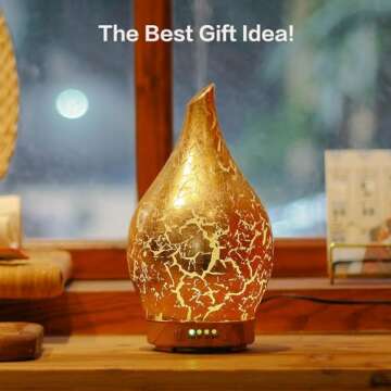 Porseme Essential Oil Diffuser Glass Aromatherapy Ultrasonic Humidifier, Air Refresh Auto Shut-Off, Timer Setting, BPA Free for Home Hotel Yoga Leisure SPA Gift 150ml Last 6H