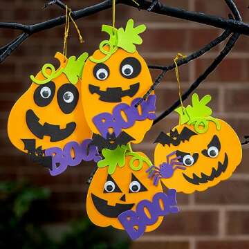 Ready 2 Learn Create Your Own Halloween Pumpkins | Set of 4 | Halloween Crafts for Kids Ages 4-8 | DIY Party Favors, Ornaments, Magnets and Decor
