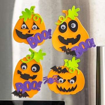 Ready 2 Learn Create Your Own Halloween Pumpkins | Set of 4 | Halloween Crafts for Kids Ages 4-8 | DIY Party Favors, Ornaments, Magnets and Decor