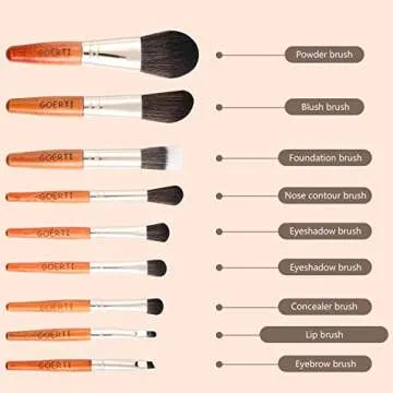GOERTI Mini Travel Makeup Brush Set with 9 Essential Brushes