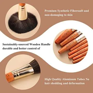 GOERTI Mini Travel Makeup Brush Set with 9 Essential Brushes