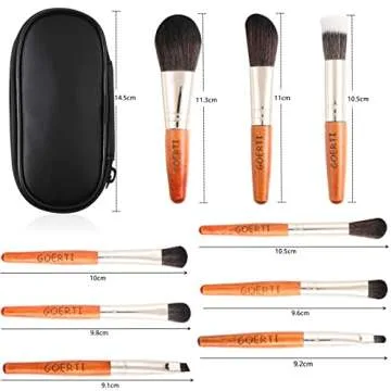 GOERTI Mini Travel Makeup Brush Set with 9 Essential Brushes