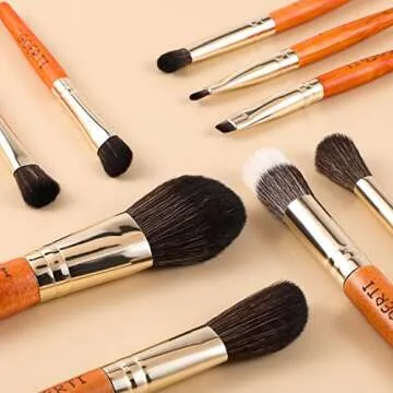 GOERTI Mini Travel Makeup Brush Set with 9 Essential Brushes