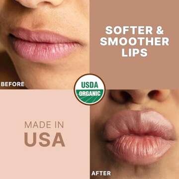 USDA Organic Lip Scrub Vanilla - USA Made All Natural Lips Exfoliator, Valentines Day Gifts, Moistur...