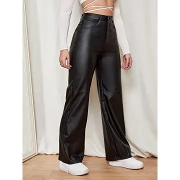 WDIRARA Women's High Stretch Leather Look Pants for Style