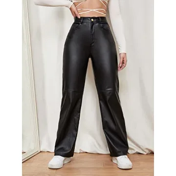 WDIRARA Women's High Stretch Leather Look Pants for Style