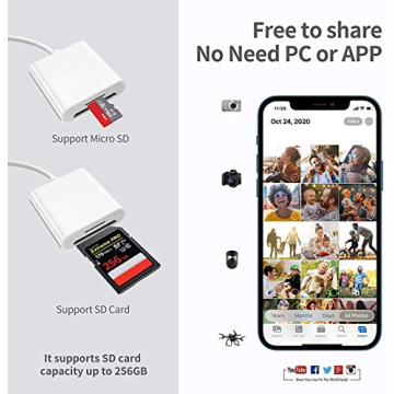 Portable 2 in 1 Lightning to SD Card Reader for iPhone