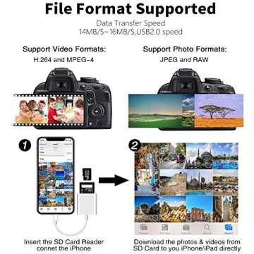 Portable 2 in 1 Lightning to SD Card Reader for iPhone