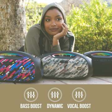 MEE audio PartySPKR Bluetooth Wireless Speaker, Powerful 60W RMS Stereo Sound, 2 Subwoofers, Portabl...