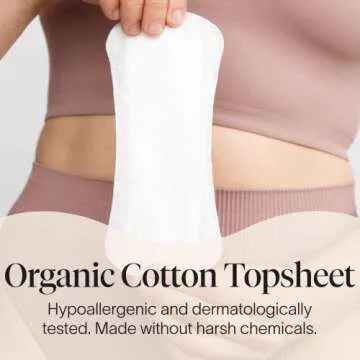 Cora Period Regular Liners | 100% Organic Cotton Topsheet | Ultra Thin, Quick Absorbency | Hypoallergenic | Dermatologically Tested | Unscented, No Wings (42 Liners)