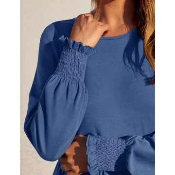 ZESICA Women's Casual Long Sleeve Midi Dress with Pockets