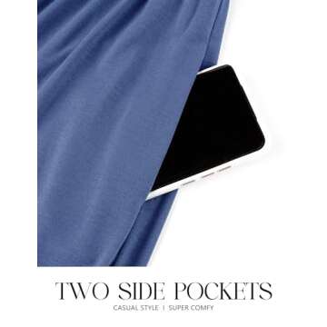 ZESICA Women's 2024 Fall Long Sleeve Dress Crewneck Casual Loose Pleated Tiered Swing Midi Dresses with Pockets,Dustyblue,X-Large