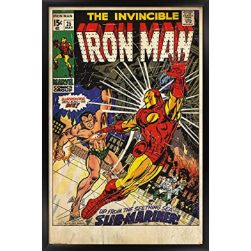 Trends International 24X36 Marvel Comics - Iron Man - Cover #25 Wall Poster, 24" x 36", Black Framed...