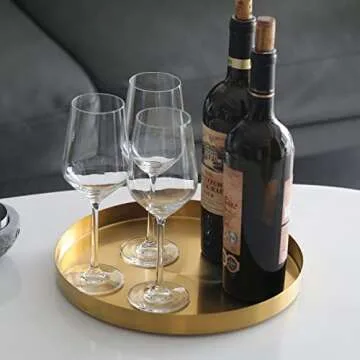 FREELOVE Round Decorative Tray for Home & Office Organization