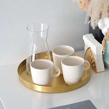 FREELOVE Round Decorative Tray for Home & Office Organization