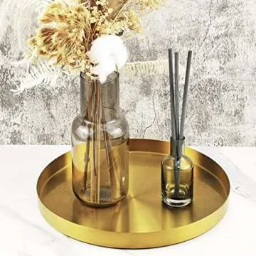 FREELOVE Round Decorative Tray for Home & Office Organization