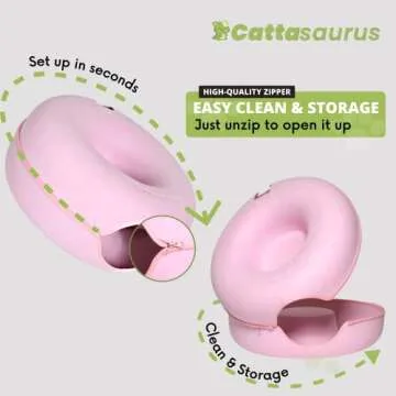 CATTASAURUS Peekaboo Cat Cave for Multiple & Large Cats Up to 30-45 Lbs, Scratch Detachable & Washable Tunnel Bed, Comfy Donut Cat Cave (Pink, Large)