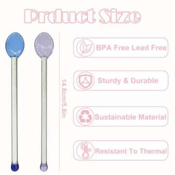9 Pieces Glass Spoons, Clear Coffee Spoon, 5.8 Inches Stirring Rod Mixing Spoon Bar Swizzle Stick fo...
