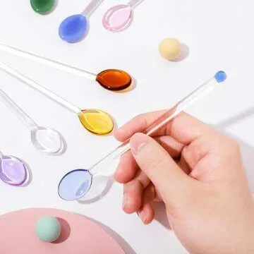 9 Pieces Glass Spoons, Clear Coffee Spoon, 5.8 Inches Stirring Rod Mixing Spoon Bar Swizzle Stick for Salt Sugar Tea Cocktail Milkshake Cold Drink Appetizers Desserts, 14.8*2cm/5.8*0.78inch