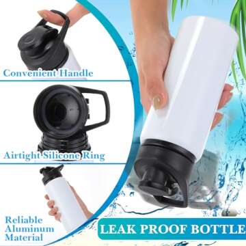 Blushtier 12 Set 20 oz Sublimation Aluminum Water Bottle and Sublimation Drawstring Bags Blank White Sublimation Sport Water Bottle with Drawstring Backpack for DIY Craft Travel Camping Hiking Gym