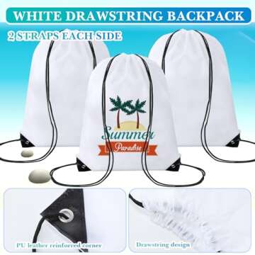 Blushtier 12 Set 20 oz Sublimation Aluminum Water Bottle and Sublimation Drawstring Bags Blank White Sublimation Sport Water Bottle with Drawstring Backpack for DIY Craft Travel Camping Hiking Gym