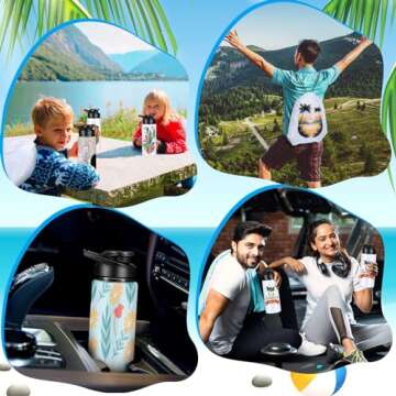 Blushtier 12 Set 20 oz Sublimation Aluminum Water Bottle and Sublimation Drawstring Bags Blank White Sublimation Sport Water Bottle with Drawstring Backpack for DIY Craft Travel Camping Hiking Gym