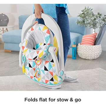 Fisher-Price Portable Baby Chair Sit-Me-Up Floor Seat with Developmental Toys & Machine Washable Seat Pad, Windmill
