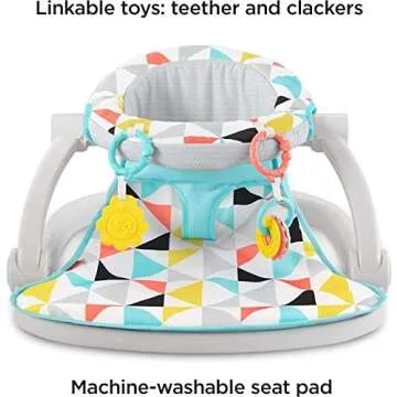Fisher-Price Portable Baby Chair Sit-Me-Up Floor Seat with Developmental Toys & Machine Washable Seat Pad, Windmill