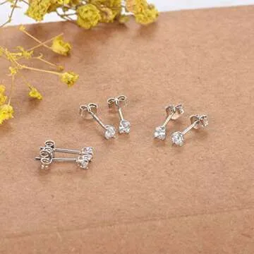 EPIRORA Sterling Silver Stud Earring Set for Men and Women