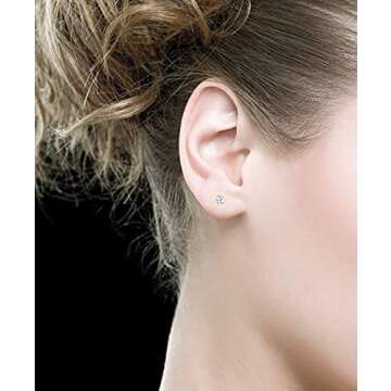 EPIRORA Sterling Silver Stud Earrings for Women Men- 3 Pairs 3mm Tiny Ball Stud Earrings Round CZ Earrings Pearl Earrings Set Cartilage Small Tragus Earrings