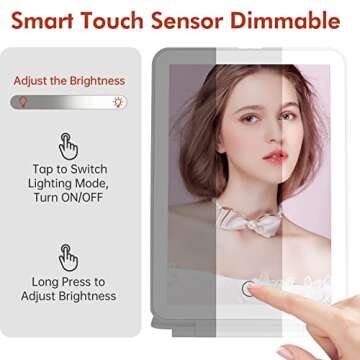 COSMIRROR Rechargeable Lighted Makeup Vanity Mirror with 3 Colors Lighting, Light Up Makeup Mirror with 72 Led Lights and Touch Sensor Dimming, Portable Tabletop Cosmetic Beauty Mirror (White)