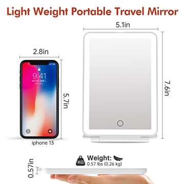 COSMIRROR Rechargeable Lighted Makeup Vanity Mirror with 3 Colors Lighting, Light Up Makeup Mirror with 72 Led Lights and Touch Sensor Dimming, Portable Tabletop Cosmetic Beauty Mirror (White)