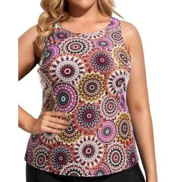 Holipick Brown High Neck Tankini Top for Women