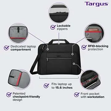 Targus 15.6" Classic Commuter Business Briefcase, Black (TBT936GL)