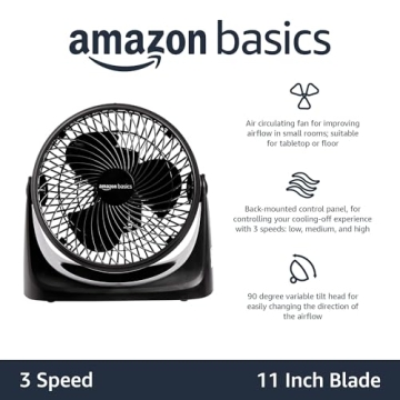 Amazon Basics 11-Inch Air Circulator Fan Quiet Portable Cooling