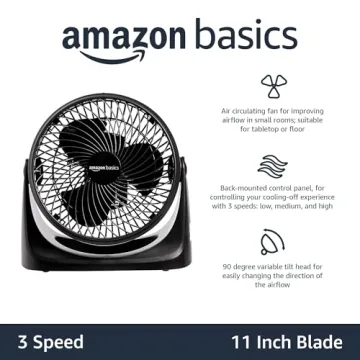 Amazon Basics 11-Inch Air Circulator Fan Quiet Portable Cooling