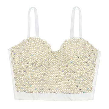 ELLACCI Beaded Rhinestone Bustier Top Elegant Adjustable