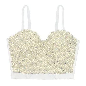 ELLACCI Beaded Rhinestone Bustier Top Elegant Adjustable