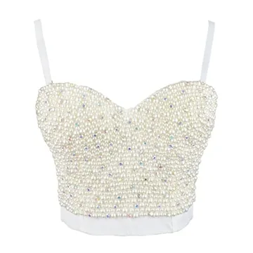 ELLACCI Beaded Rhinestone Bustier Top Elegant Adjustable
