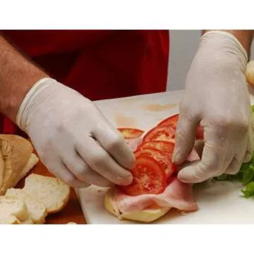 Adenna Handy Guard 4 mil Latex Powder Free Gloves (White, Large) Box of 100