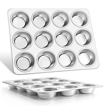 Premium E-far Stainless Steel Muffin Pan 12-Cup Set
